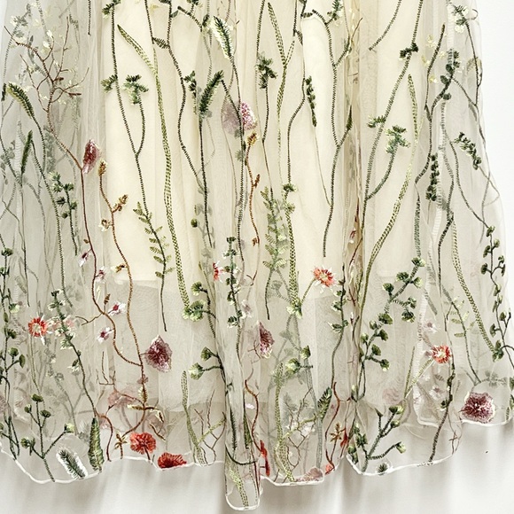 NWT RIHOAS "High Waisted Floral Embroidery A-line Midi Skirt" Sz XS - Picture 3 of 8